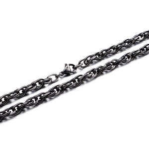 Vintage black titanium steel twisted curb chain necklace with secure lobster clasp for men