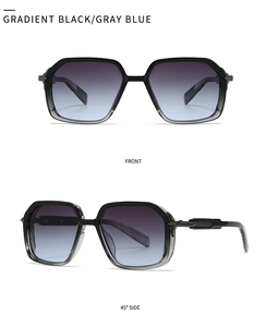 Vues de face et de profil de lunettes aviateur carrées avec verres bleu dégradé