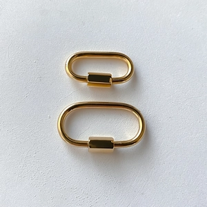 Golden oval screw lock connectors in two sizes for DIY jewelry and necklaces