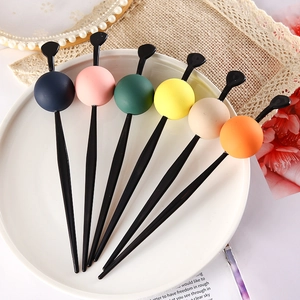 Modern acetate hair pins with frosted round beads in various colors for elegant styling