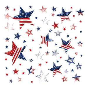 Patriotic Independence Day static window decals with American flag star patterns