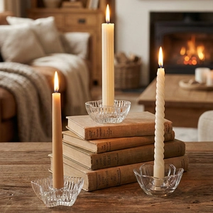 Kerzenhalter Aus Glas Mit Dekokkerzen Transparent Gerippt Sternform Für Hochzeit Tischdeko Nordisch Minimalistischer Stil
