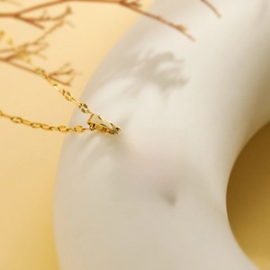 Minimalist 18K gold plated octagonal star pendant necklace for women with a thin chain