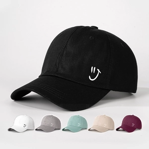 Smile Face Embroidery Adjustable Baseball Cap Curved Brim Breathable Sun Protection Outdoor Casual Hat Unisex