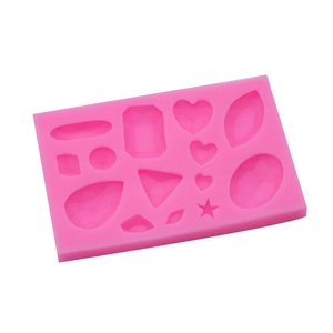 Rosa Silikonform für Edelstein-Fondant und Schokolade für Kuchendekoration mit Formen