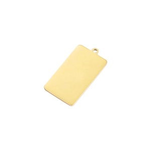 Detailed view of a polished gold rectangular stainless steel pendant for DIY jewelry