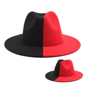 Two Tone Fedora Hat Wool Felt Flat Brim Jazz Hat For Men Women Contrast Color Fashion Style