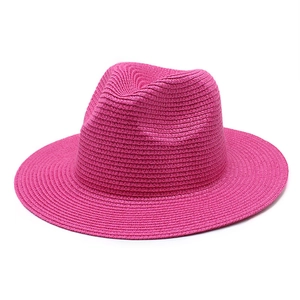 Classic fuchsia straw Panama hat with fine woven texture for summer sun protection