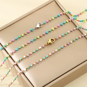 Collier Et Bracelet En Acier Inoxydable Perles Colorées Style Ethnique Bohème Bijoux Chic Pour Femme Accessoires