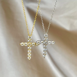 925 Sterling Silver Cross Pendant Necklace For Women With Sparkling Cubic Zirconia Minimalist Dainty Elegant Jewelry Gift