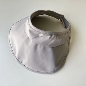 Detailed close-up of light gray UPF50+ sun visor hat showing quick-dry fabric texture