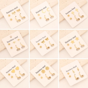 Boucles d'Oreilles en Acier Inoxydable Cœur Étoile Papillon Libellule Lune Plaqué Or Bijoux Minimalistes pour Femmes Cadeau de Mode
