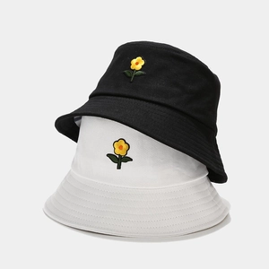 Cappello Alla Pescatora In Tela Di Cotone Con Ricamo Floreale Protezione Solare Tesa Larga Estate Casual Per Donna