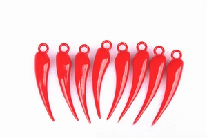 Set of eight glossy red plastic chili pendants for DIY New Year hanging decorations