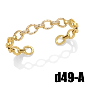 Elegant gold-tone geometric zircon open bracelet with sparkling interlocking ring design