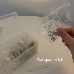 Portable clear jewelry storage box with anti-oxidation PE bags for earrings and necklaces