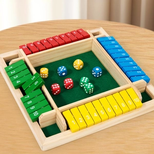 Wooden Shut The Box Game Numbered Tiles With Dice Educational Desktop Tabletop Family Party For Kids Adults Traditional