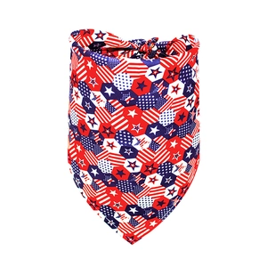 Detail view of the American flag pattern on a cotton triangle dog bandana scarf
