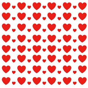 Red heart wall decals in assorted sizes featuring a self-adhesive pattern for home decor