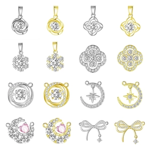 Pendant Necklace DIY Jewelry Making Copper Cubic Zirconia Four Leaf Clover Snowflake Star Moon Bowknot Spiral Charms For Women
