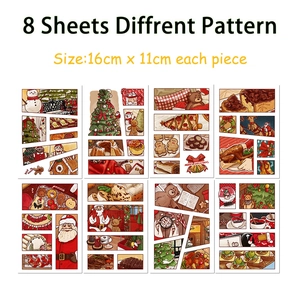 Set mit 8 handgezeichneten Weihnachtsaufklebern für die festliche DIY-Tagebuchdekoration