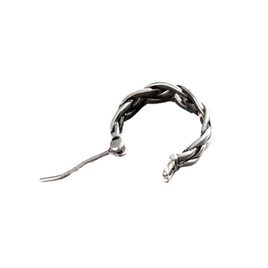 Vintage oxidized stainless steel hoop earrings with retro woven texture for men and women