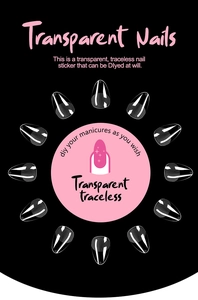 Macro detail of 12 pieces clear seamless almond nail tips for professional DIY manicure