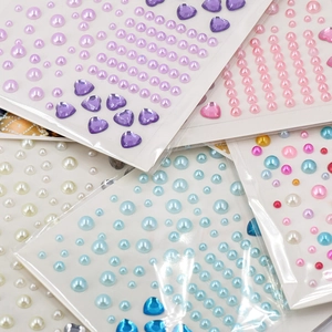 Self-adhesive heart and half-round pearl face stickers for DIY makeup decoration