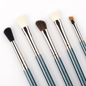 12pcs navy blue makeup brush set with wooden handles and fiber bristles for cosmetics