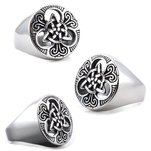 Vintage Celtic Knot Ring Stainless Steel Hollow Out Viking Punk Band Jewelry For Men Women Non Tarnish Accessory