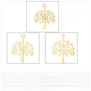 Size chart showing dimensions for rose gold tree of life stainless steel pendants