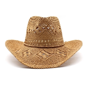 Close-up of the hollow diamond weaving texture on this breathable straw cowboy hat