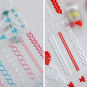 3D Relief Nagelsticker Strickmuster Textur Winter Weihnachten DIY Maniküre Dekoration Geprägte Selbstklebende Abziehbilder