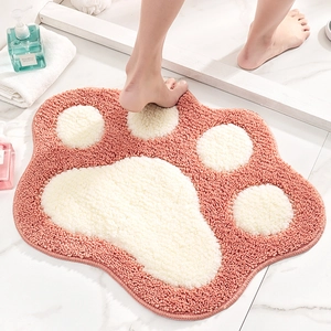 Cartoon Cat Paw Bath Mat Soft Thick Flocking Absorbent Non-Slip Floor Rug Quick Dry For Bathroom Bedroom Home Decor