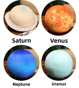Plush Saturn, Venus, Neptune, and Uranus planet pillows with soft texture details