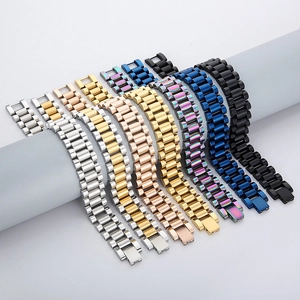 Pulsera De Acero Inoxidable Eslabones De Reloj Cadena Estilo Presidente Joyería De Moda Para Hombre Mujer Accesorios