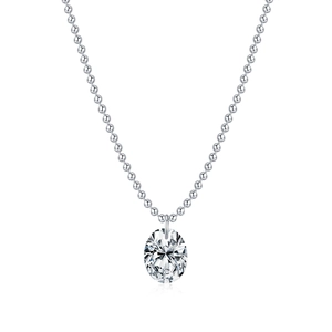 Sparkling D color moissanite pendant on S925 sterling silver bead chain necklace