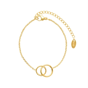 18k gold plated stainless steel bracelet featuring interlocking smooth and twisted rings