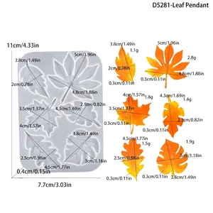 Guide des tailles pour moules en silicone feuille d'érable et pendentifs en résine