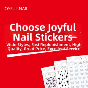 Detail view of star and moon butterfly nail stickers set in professional packaging