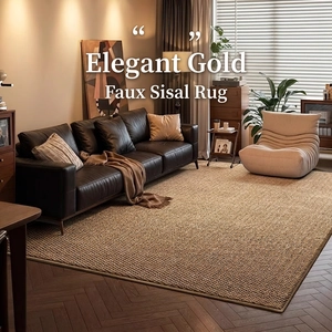 Modern Minimalist Area Rug Imitation Sisal Woven Polyester Anti Slip Large Floor Carpet For Living Room Bedroom Home Office