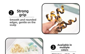 Close-up of wavy acetate hair claw clips with strong grip and marbled textures