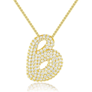 Modische Goldkette mit einem mit Zirkonia besetzten Anhänger in Form des Buchstabens B