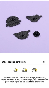 Macro view of animal brooch backs showing anti-slip texture and butterfly clutch pins