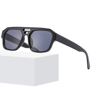 Square Frame Sunglasses Double Bridge Cutout UV400 Protection PC Frame AC Lens Punk Fashionable Eyewear For Women Men
