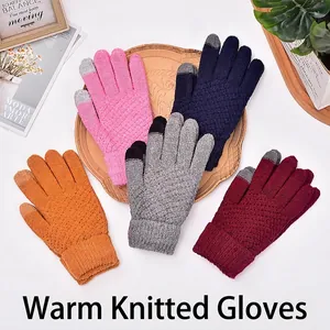 Thermal touch screen knit gloves with pineapple pattern texture in multiple colors