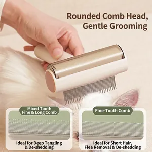 3-in-1 Pet Grooming Brush with Stainless Steel Teeth for Deshedding and Combing Cats and Dogs