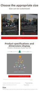 Size chart for Christmas tree window stickers featuring UV print and PVC static cling material