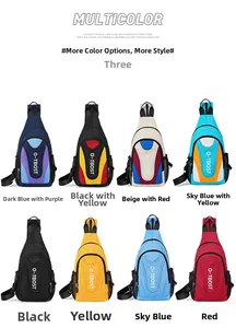 Detail grid of multi-functional oxford chest bags in 8 various colors with side mesh pocket