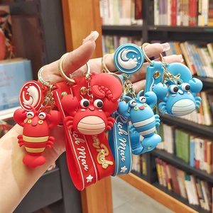 Cute Cartoon Crab Lobster Keychain PVC Silicone Wrist Strap Bag Pendant Accessory Creative Marine Life Gift For Friends